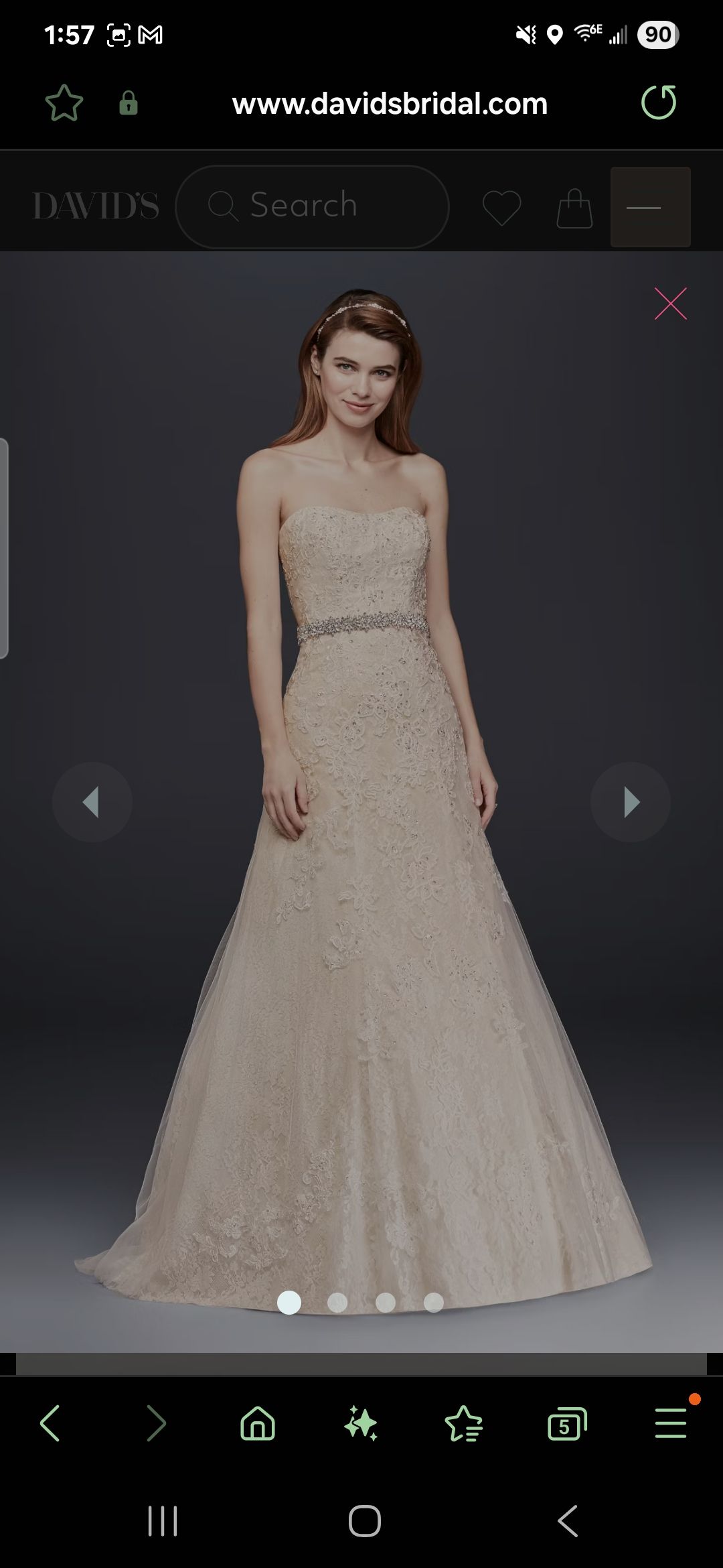 웨딩드레스 David's Bridal WG3755 Wedding Dress Size 2 Dry Cleaned - 1