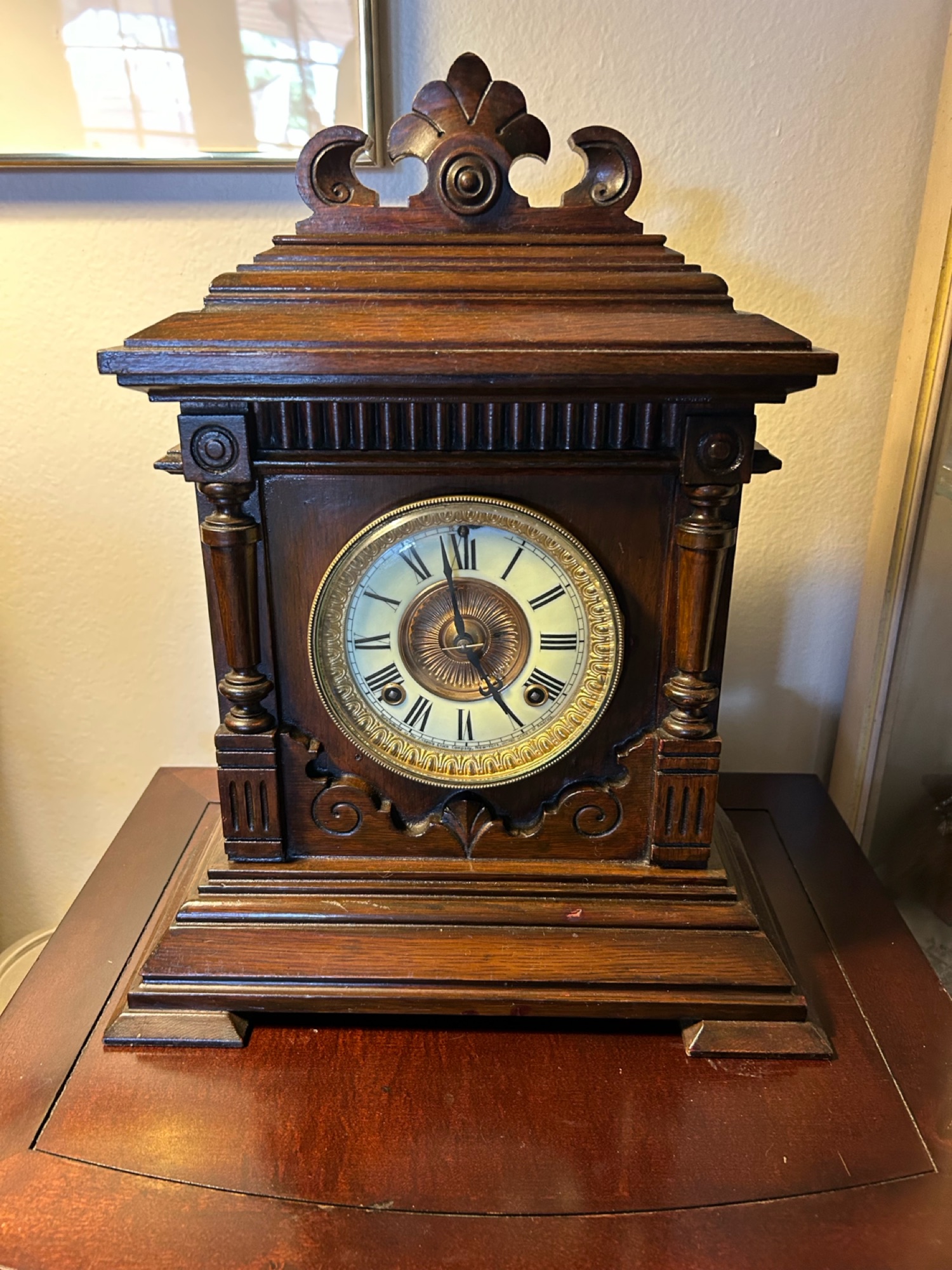 Antique 1900년대 Wood Clock, Ansonia 탁상시계 - 1