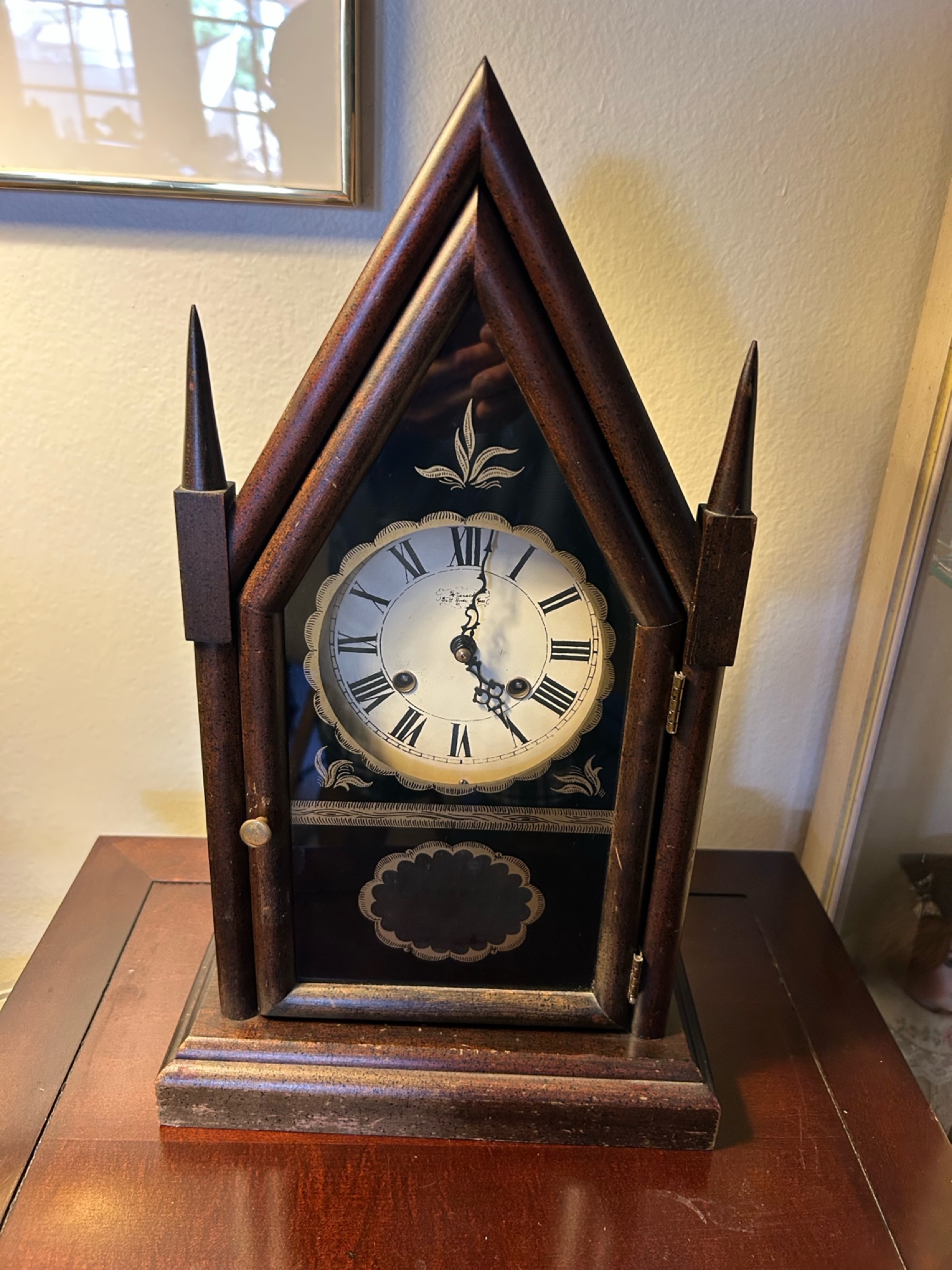 OLD Antique Wuersch Wood Metal Germany Cottage Clock - 1