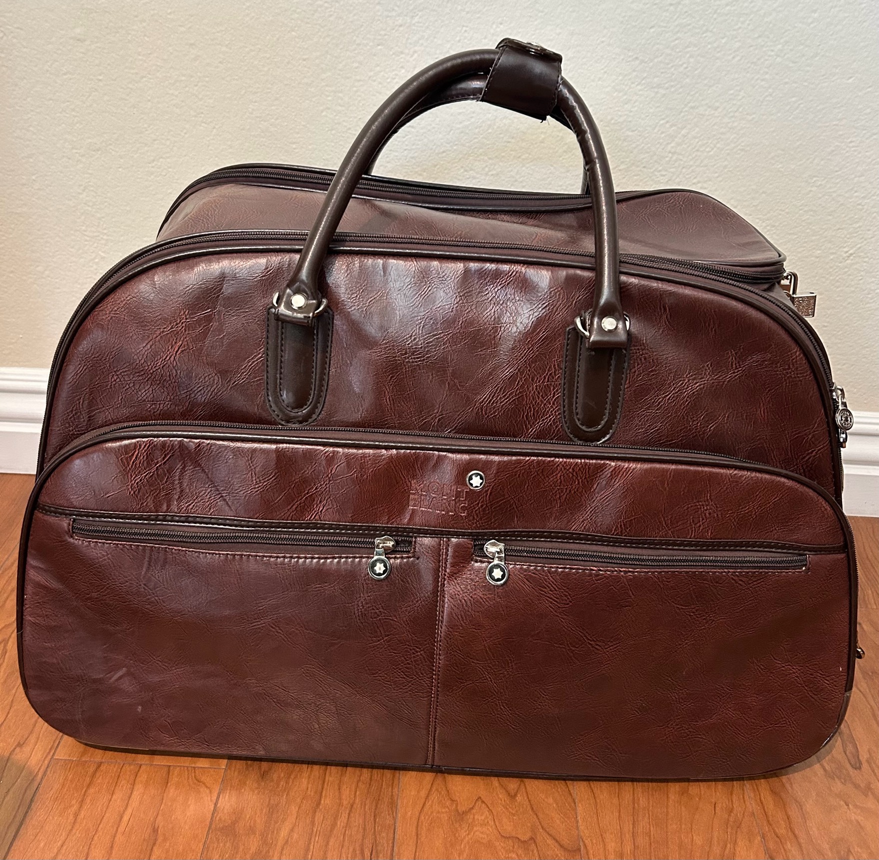 Montblanc Brown Leather Rolling LUGGAGE Bag - 1