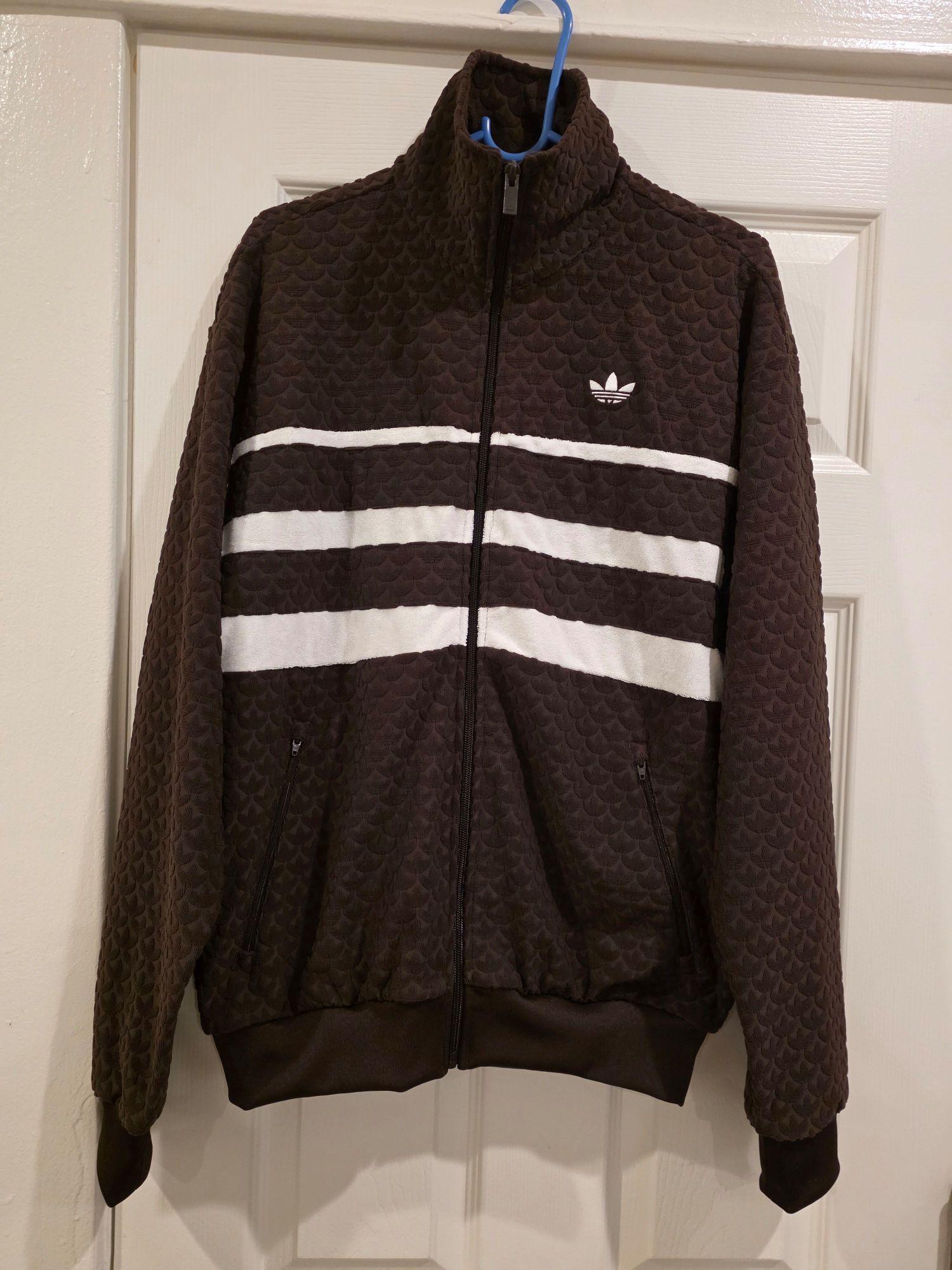 adidas Originals Q12 Monogram Track Top Jacke Dark Brown Men's Sz small JP4415 - 1