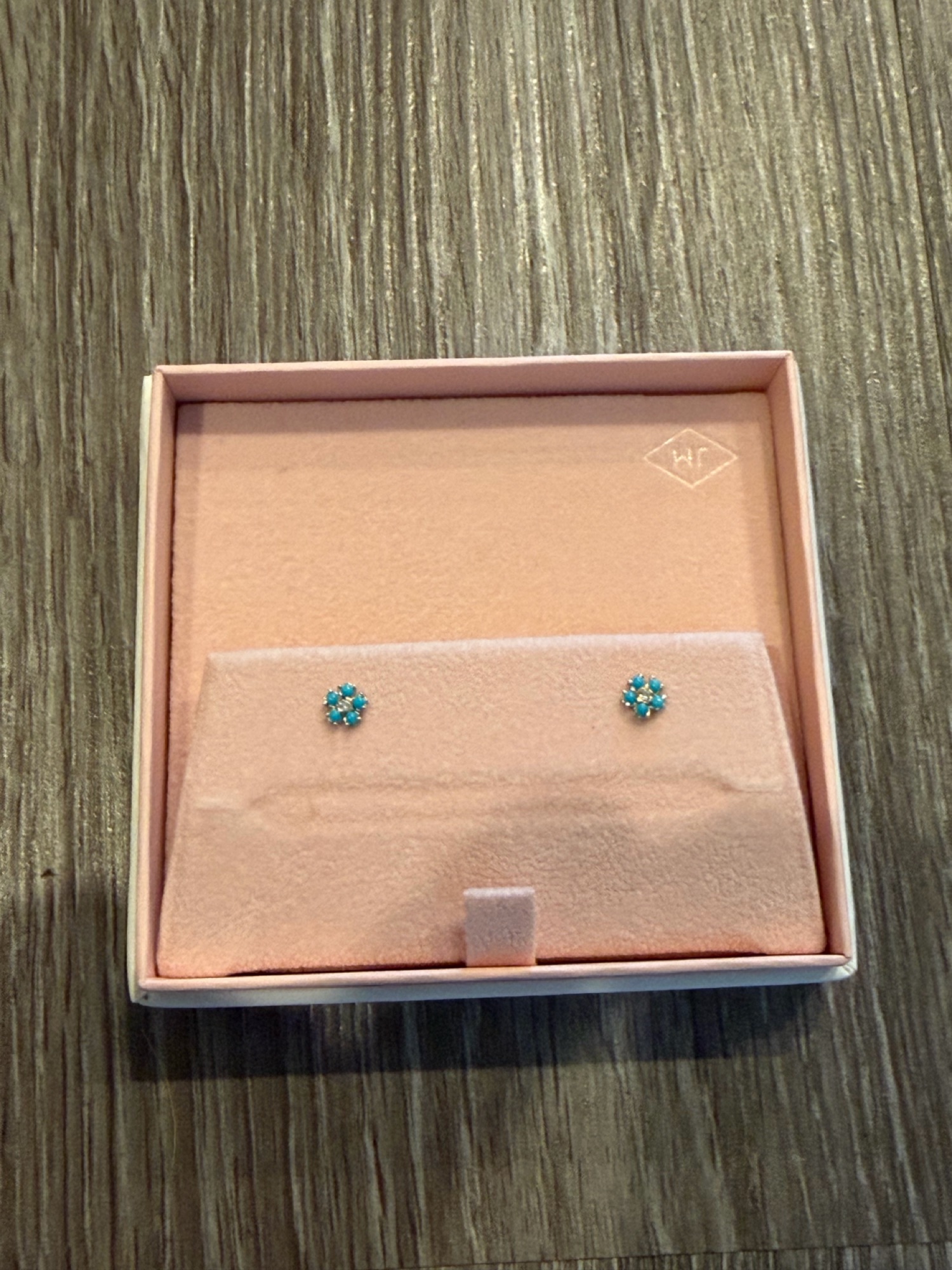 제니퍼 메이어 다이아 귀걸이 /TURQUOISE FLOWER STUDS WITH DIAMOND CENTER - 1