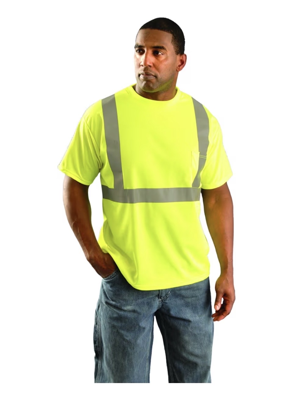 Classic Standard Short Sleeve Wicking Birdseye T-Shirt with Pocket, Class 2, 100% ANSI Wicking Polye - 1