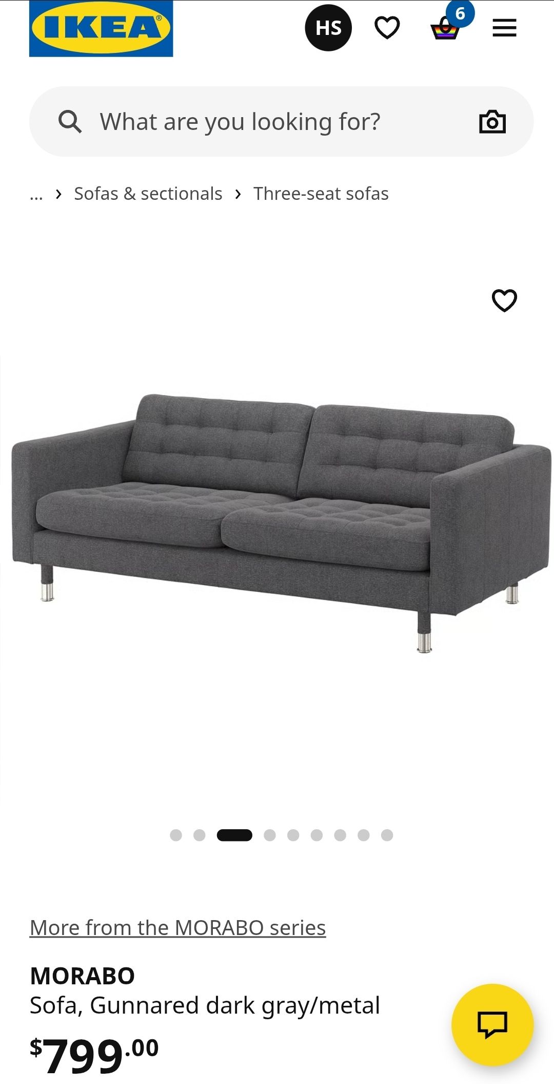 IKEA MORABO 3인 소파 차콜그레이 - 1