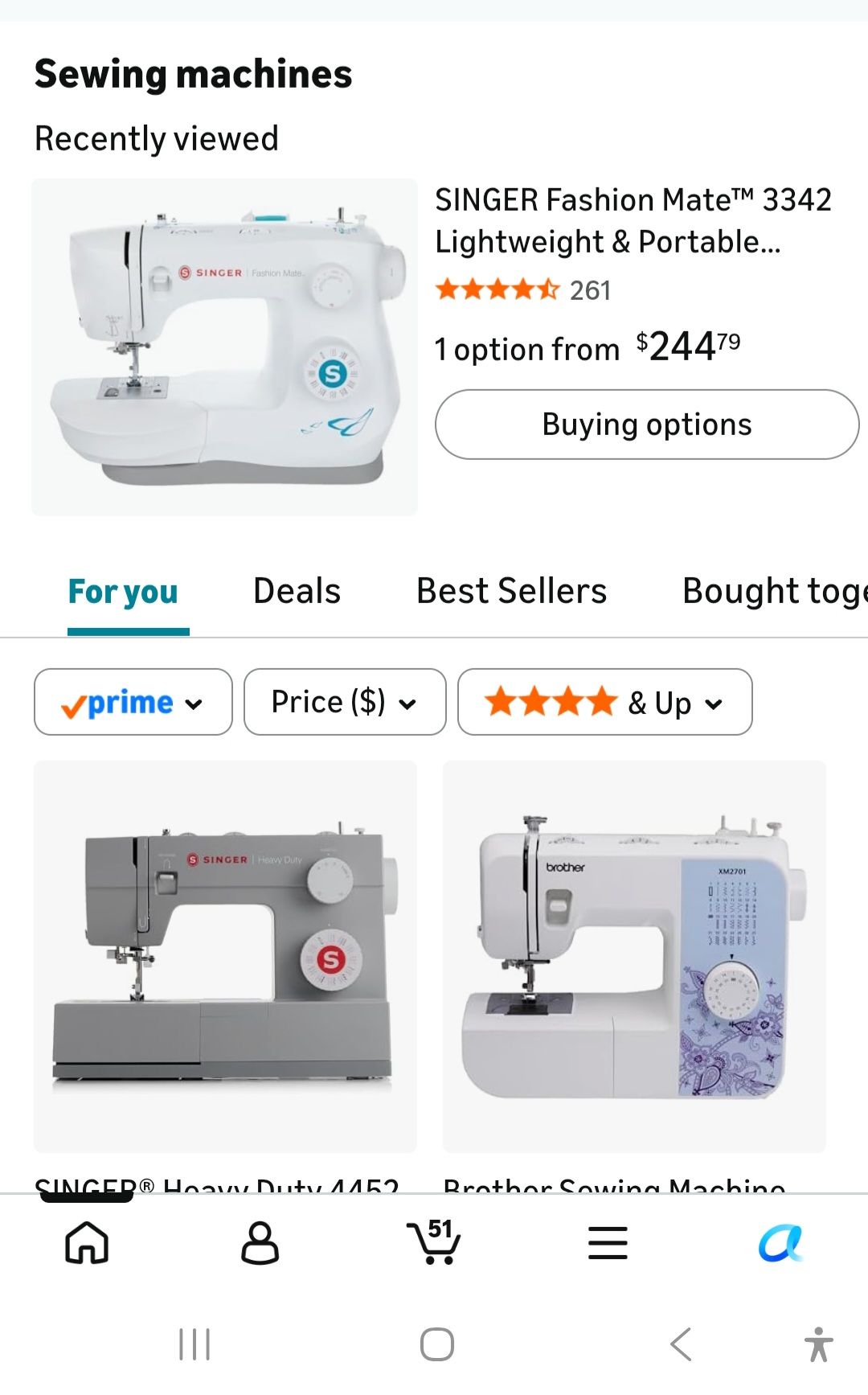 SINGER Fashion Mate 3342 경량 휴대용 재봉틀 - 1