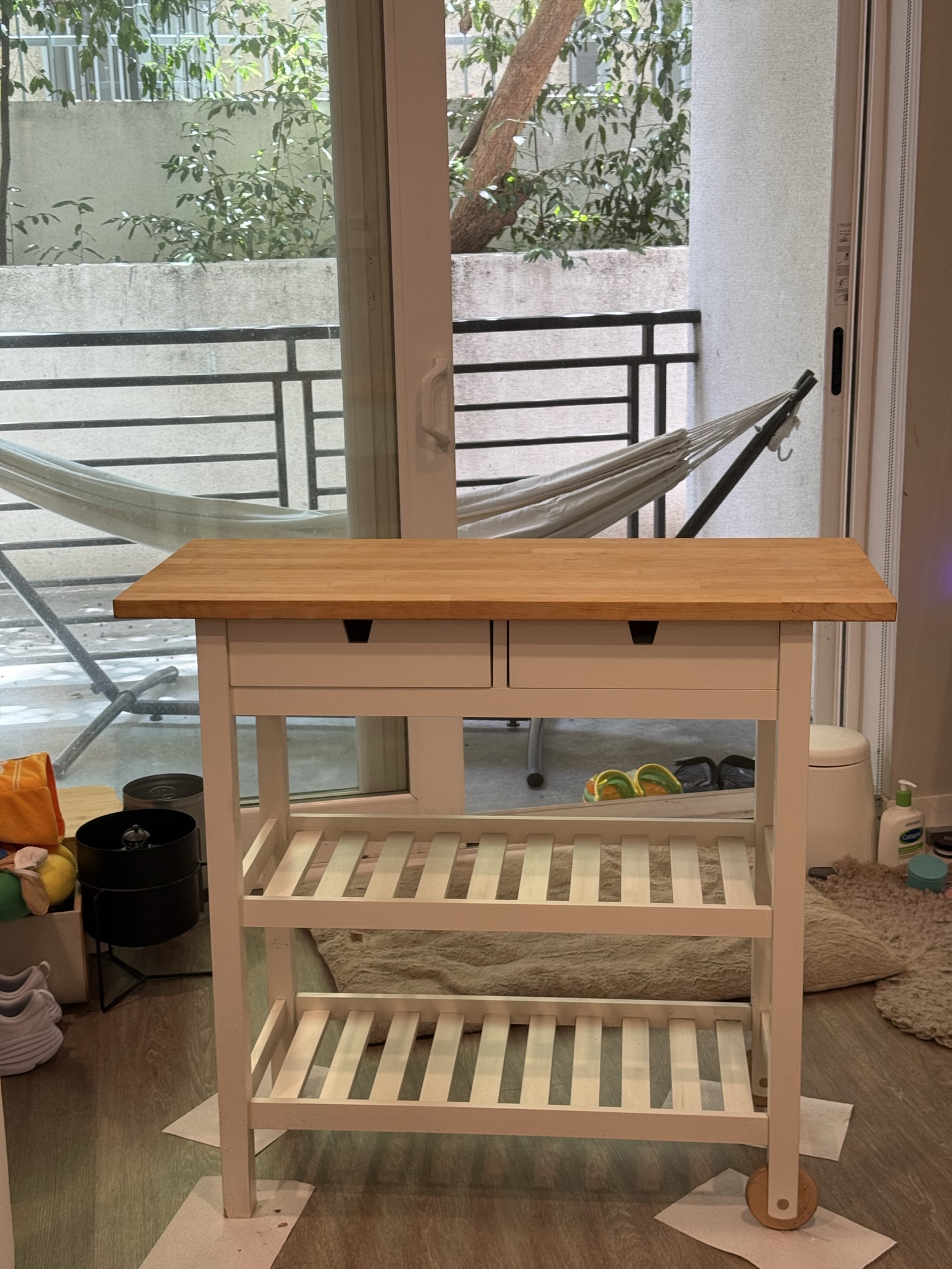 FÖRHÖJA Kitchen cart, birch/white, 39 3/8x16 7/8 " - 1