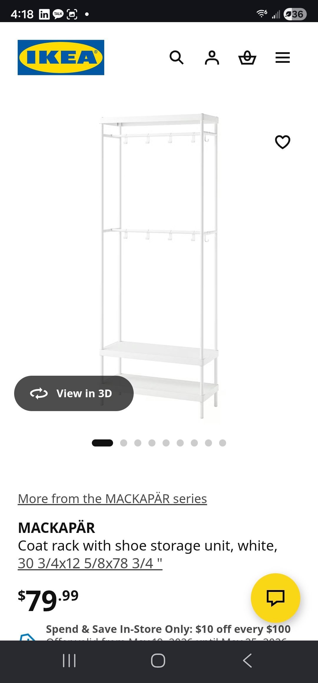 IKEA MACKAPÄR 옷걸이 신발수납장 화이트 - 1