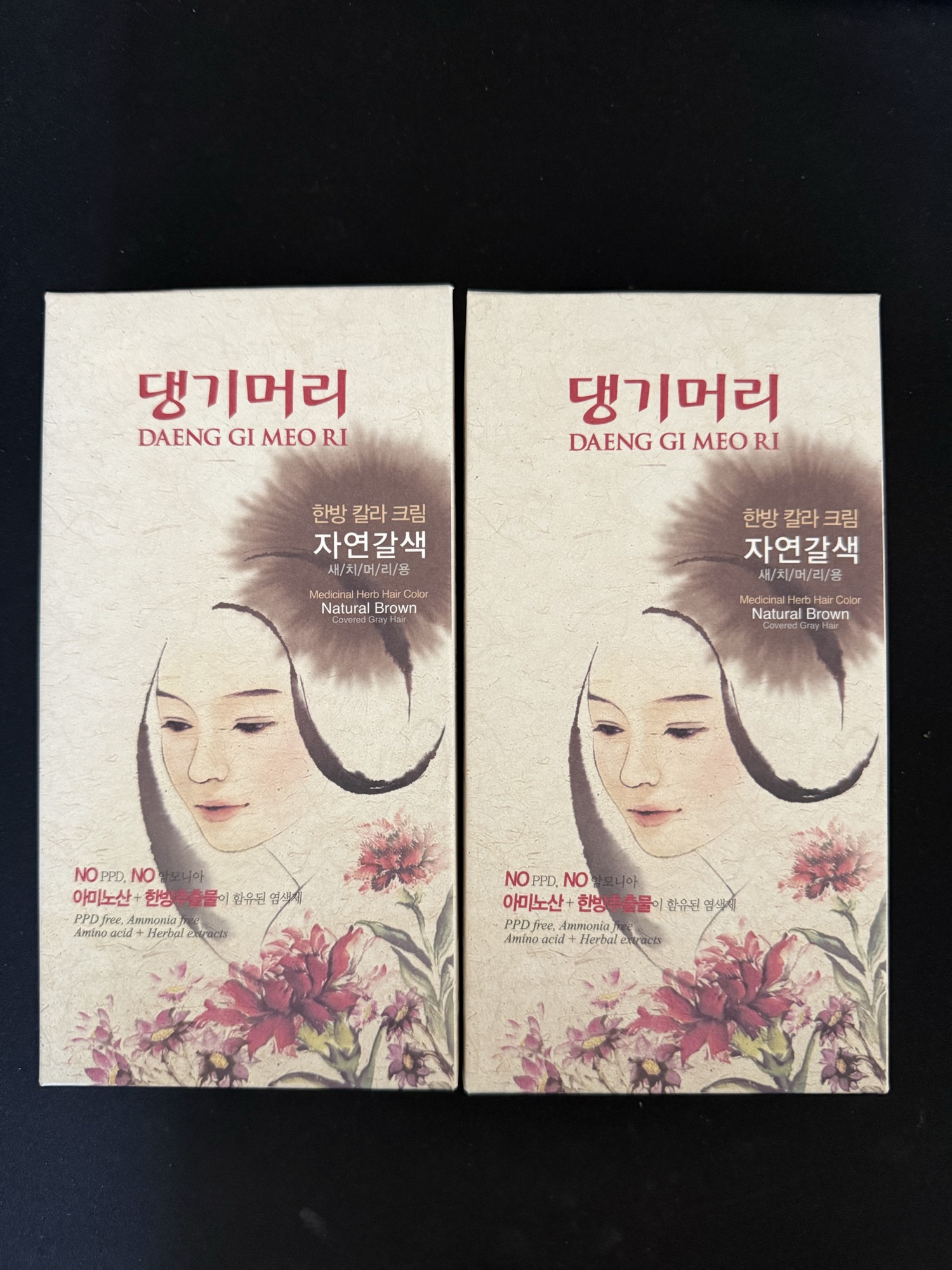 염색 크림 - 댕기머리 한방 칼라 크림 자연칼색 2개 - 1