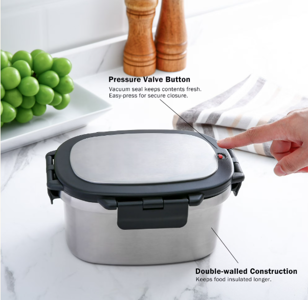 새상품) Mainstays 스테인리스 보온보냉 도시락통 33oz 칸막이 포함 / 직장인 도시락 / 피크닉용 - 1