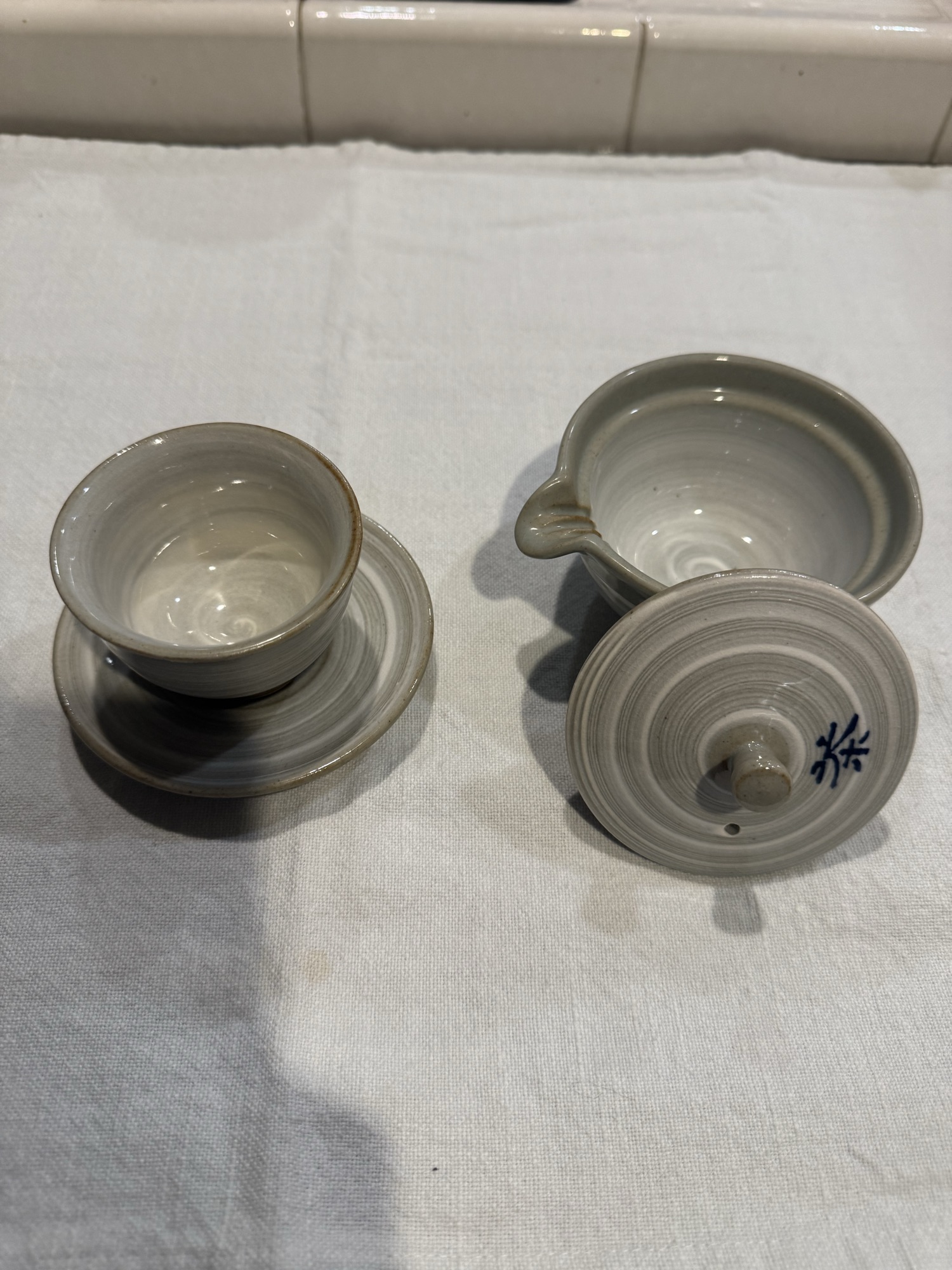 한식 백자 다기 세트 - 잔, 받침, 뚜껑 - 1