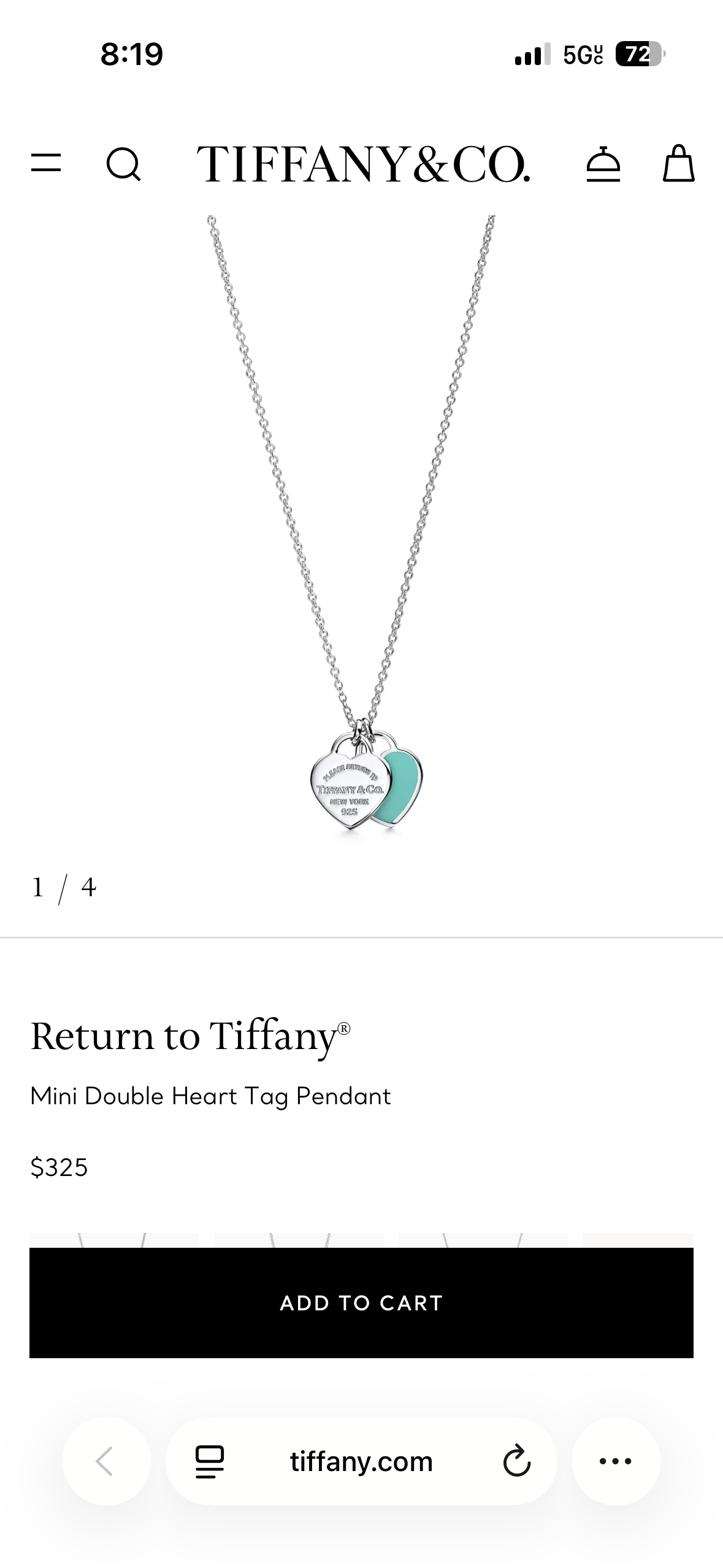 Tiffany Mini Double Heart Tag Pendant - 1