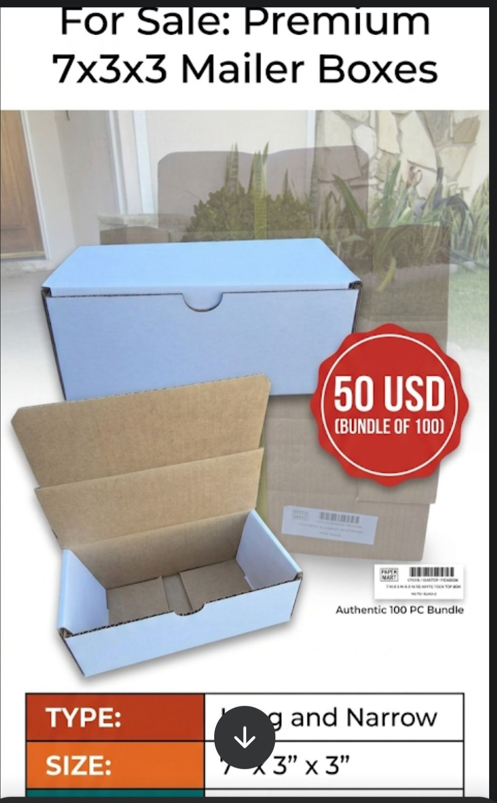 미사용박스, White Tuck Top Mailer Boxes (100 pcs) - 7x3x3 - 1