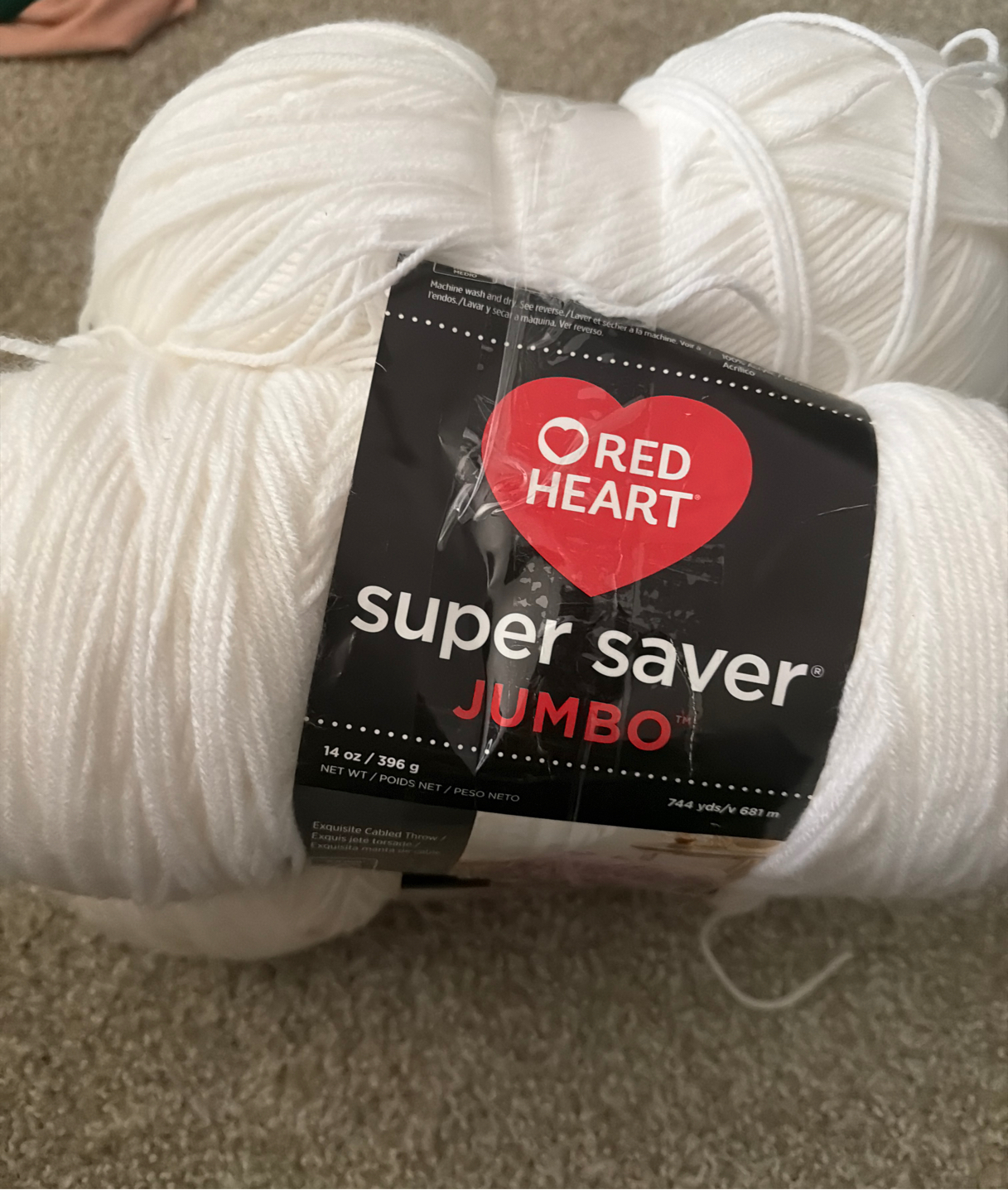 Red Heart Super Saver 점보 화이트 털실 - 1
