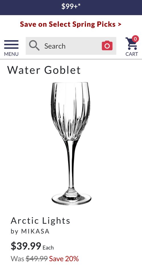 mikasa arctic light glass 1개에