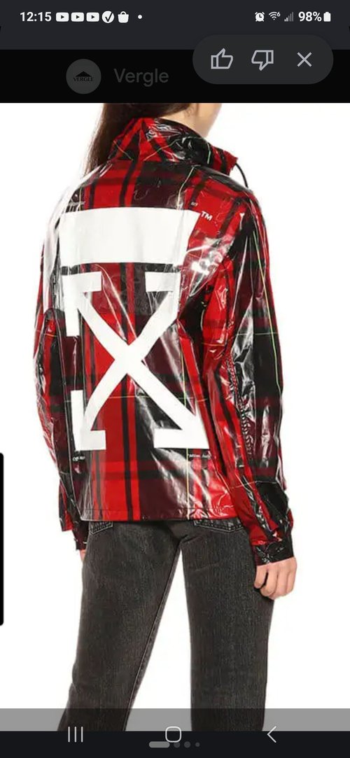 Off-white tartan zip neck jacket