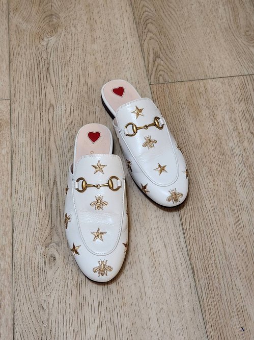 Gucci bee star Embroidered  mule