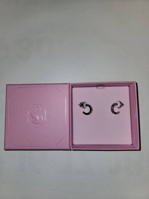 (새 상품) 정품 스와로브스키 실버 크리스탈 반달 귀걸이