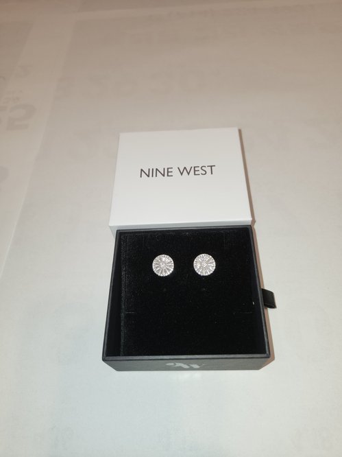 NINE WEST 원형 크리스탈 귀걸이