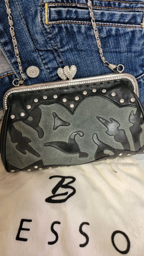 BESSO leather designer clutch shoulder bag
