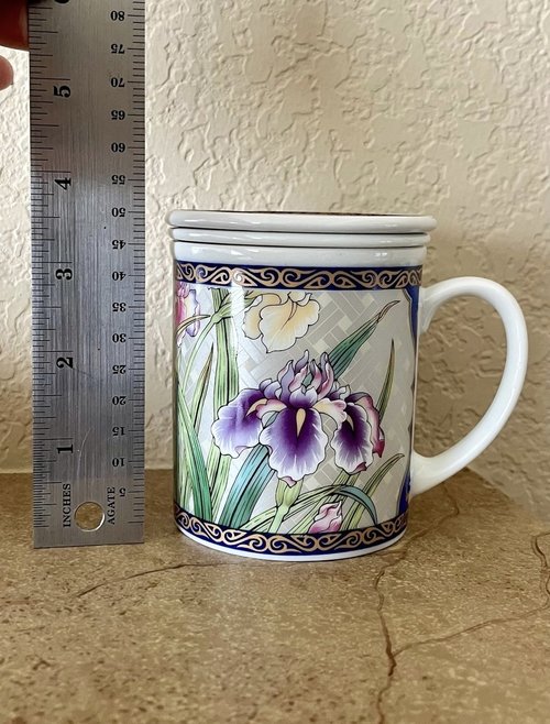 반짝이 티 컵 뚜껑 필터 도자기 porcelain tea cup