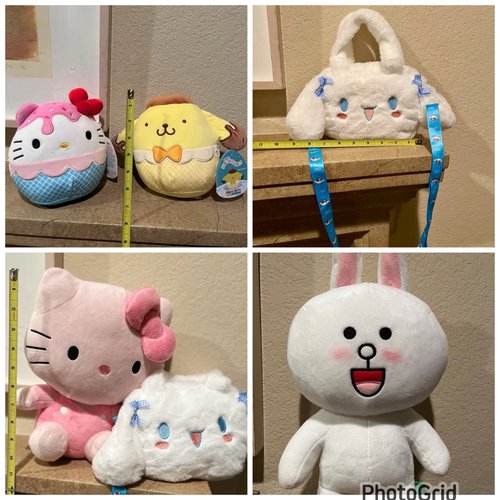 7 개 모두 포함 $25 헬로키티 씨나몬 핸드백 sanrio plushy 인형