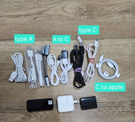 충전기 케이블 묶음 (USB-A, Type-C, Lightning)