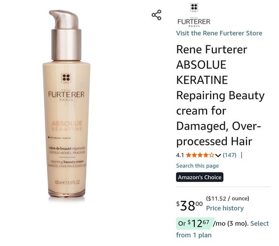 르네 푸르테러 앱솔루 케라틴 헤어크림 100ml