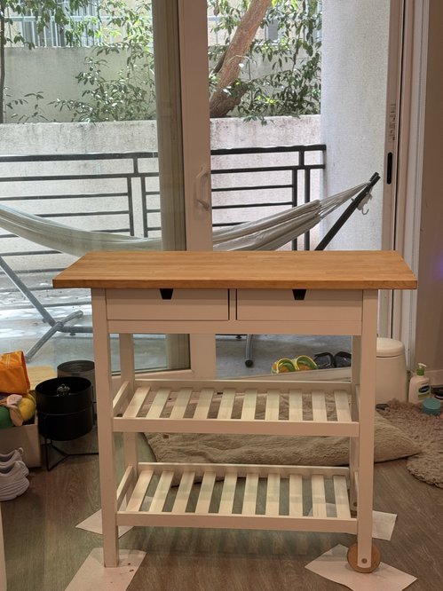 FÖRHÖJA Kitchen cart, birch/white, 39 3/8x16 7/8 "