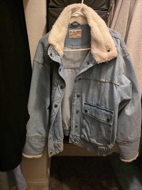 Free people 라이트 데님 자켓 양털 collar