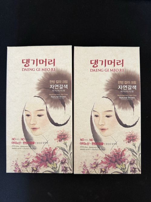 염색 크림 - 댕기머리 한방 칼라 크림 자연칼색 2개