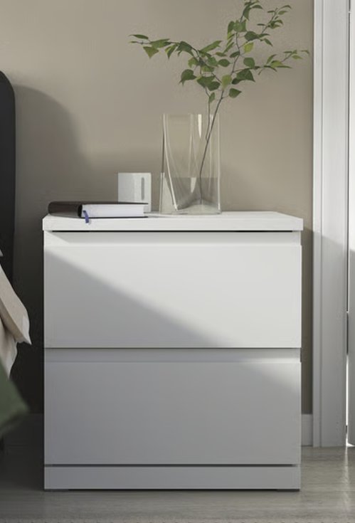 IKEA 화이트 모던 사이드테이블 2단 서랍