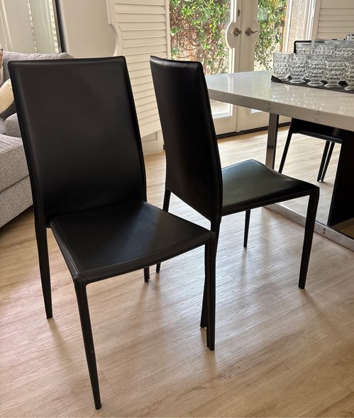블랙 faux 가죽 모던 dining chair 6개ㅇ하 블랙 나무 벤치
