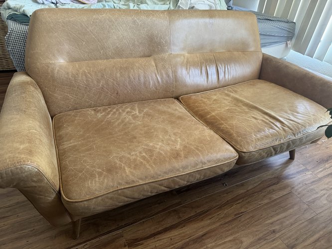 West Elm 가죽 러브시트 소파