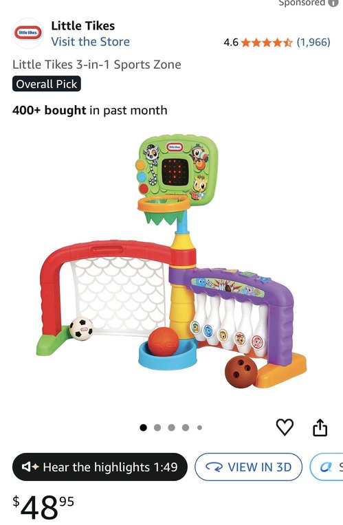 Little Tikes 3-in-1 스포츠존 육아용품