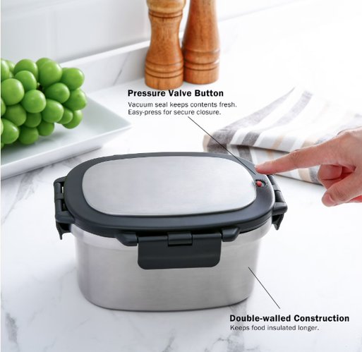 새상품) Mainstays 스테인리스 보온보냉 도시락통 33oz 칸막이 포함 / 직장인 도시락 / 피크닉용