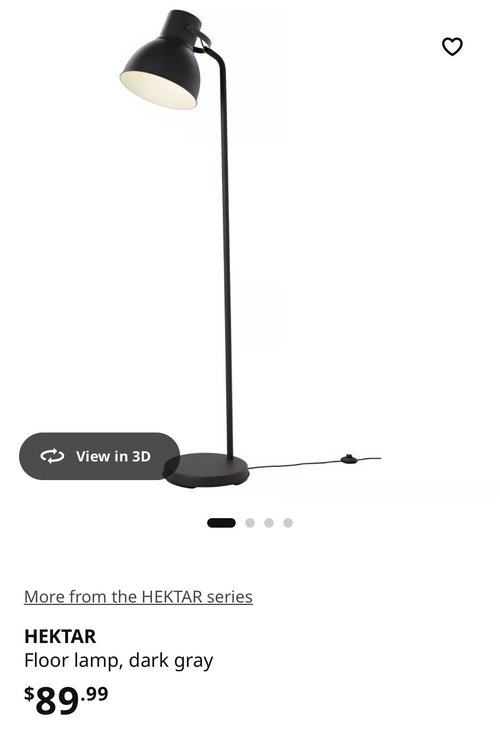 IKEA HEKTAR 플로어 램프 검은색