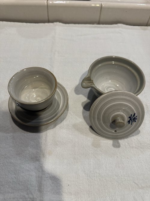 한식 백자 다기 세트 - 잔, 받침, 뚜껑