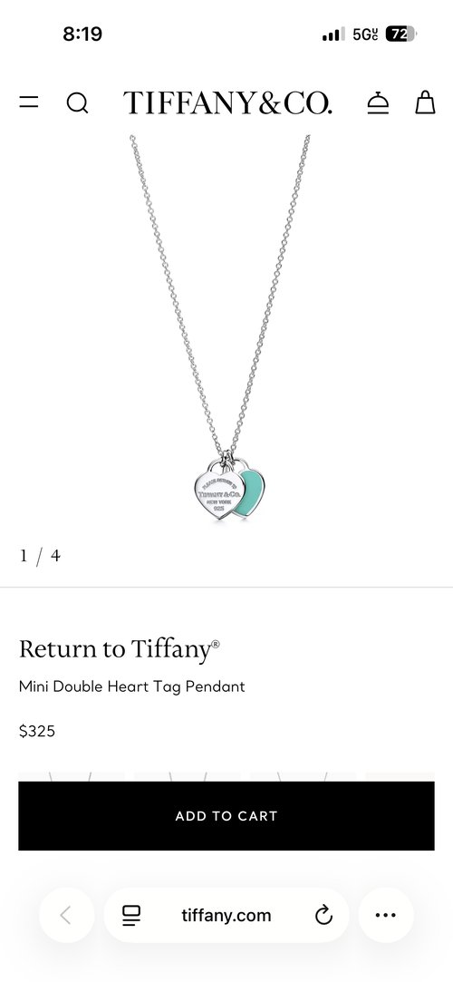 Tiffany Mini Double Heart Tag Pendant