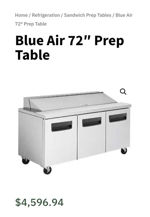 업소용 상업용 BLUE AIR 3도어 샌드위치 프랩 냉장고
