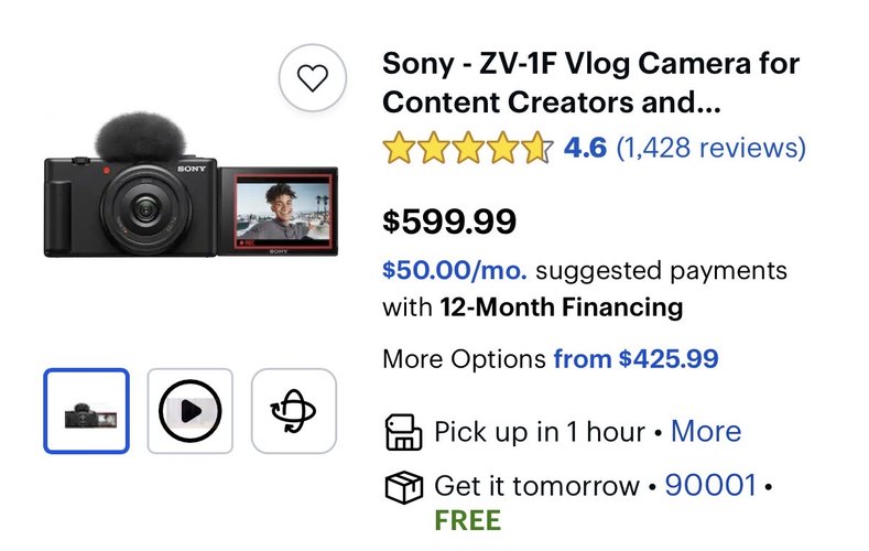 Sony ZV-1F 블로그 카메라