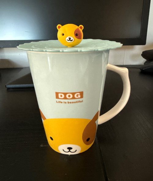 강아지 캐릭터 머그컵+뚜껑 세트