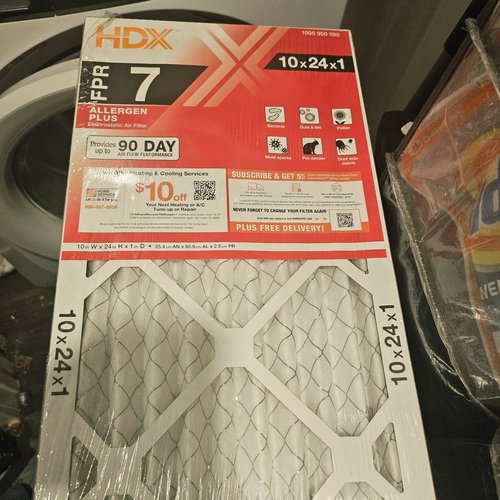 HDX 10x24x1 MERV 7 에어필터 알러젠플러스