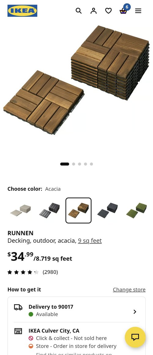 IKEA 루넨 아카시아 데킹 타일 9인치