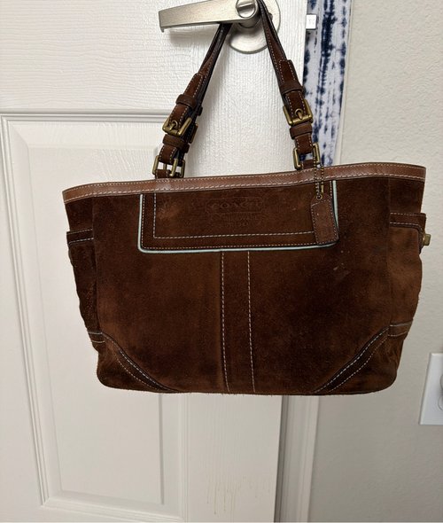 Coach 브라운 스웨이드 토트백