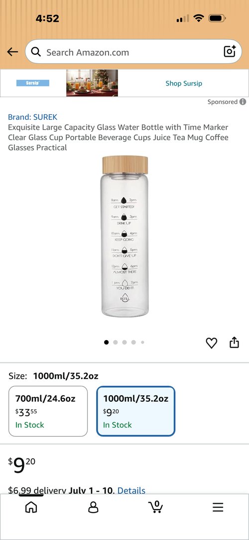 SUREK 타임마커 물병 1000ml 미사용