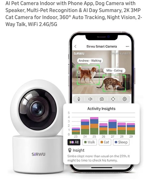 스마트 아가들 & 반려동물 카메라 2K 3MP