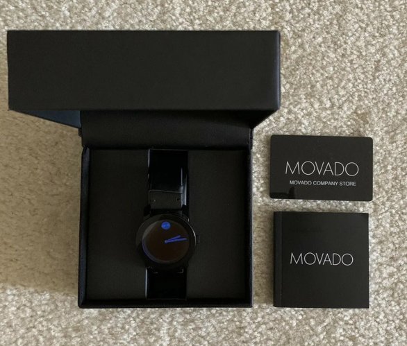 MOVADO Bold Black Dial Black Leather Unisex Watch 3600350