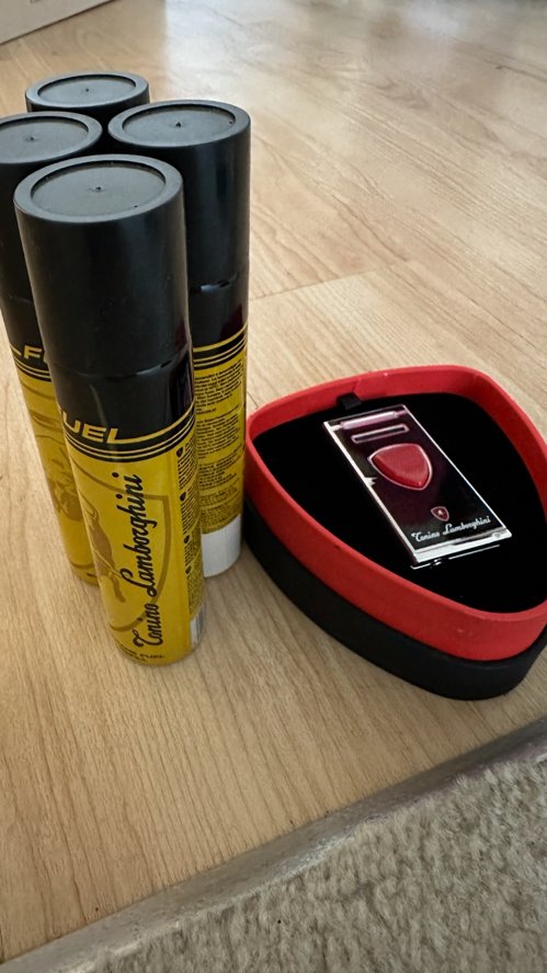 Tonino Lamborghini Pergusa Black torch flame lighter 라이터 + 4 cans of fuel