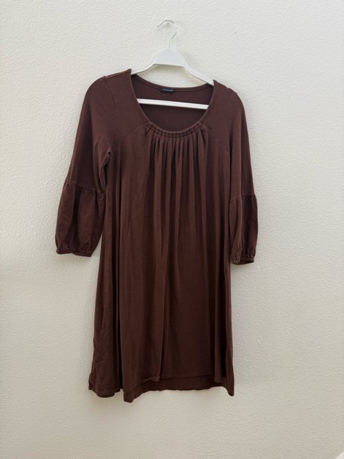 브라운 셔링 긴팔원피스