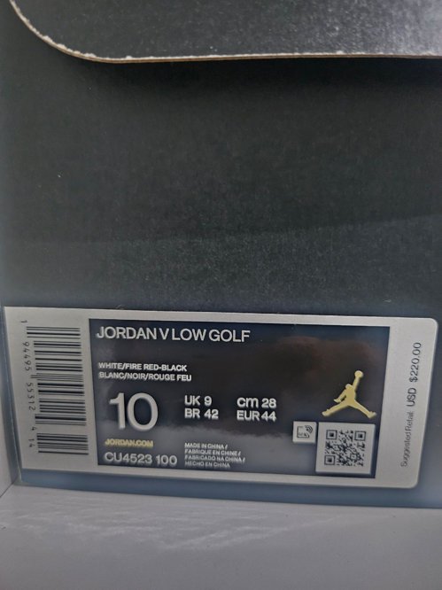 Jordan 5 Retro ‘White Fire’ Golf Shoes (Size 10)